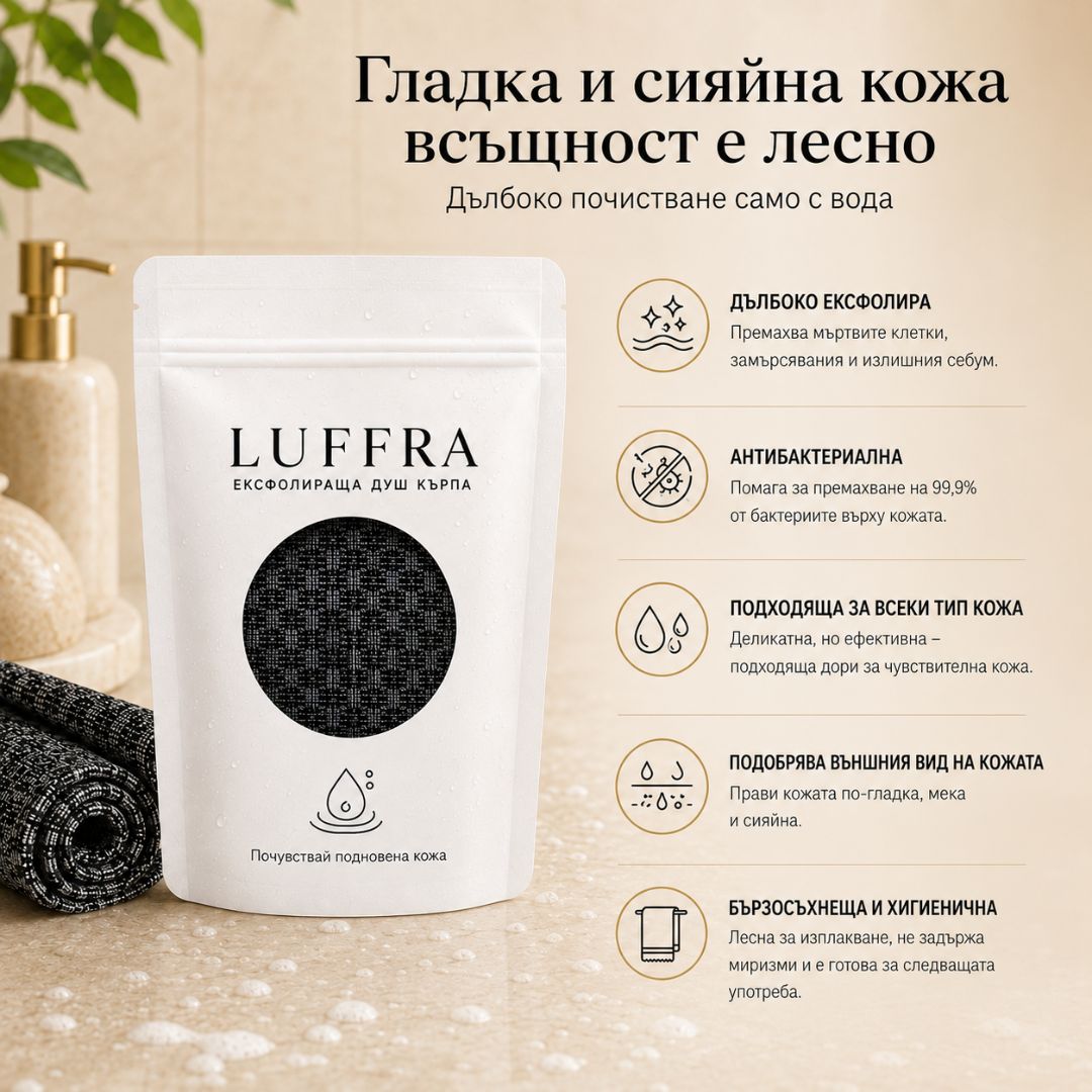 Luffra Ексфолираща антибактериална кърпа за баня