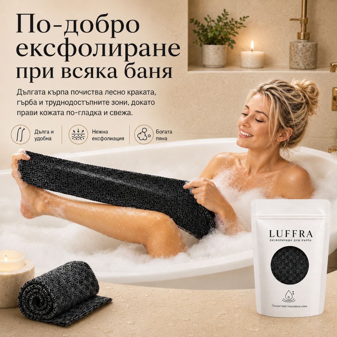 Luffra Ексфолираща антибактериална кърпа за баня