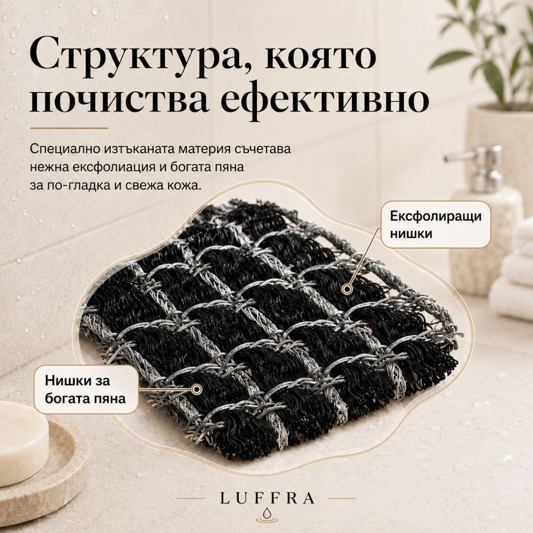Luffra Ексфолираща антибактериална кърпа за баня